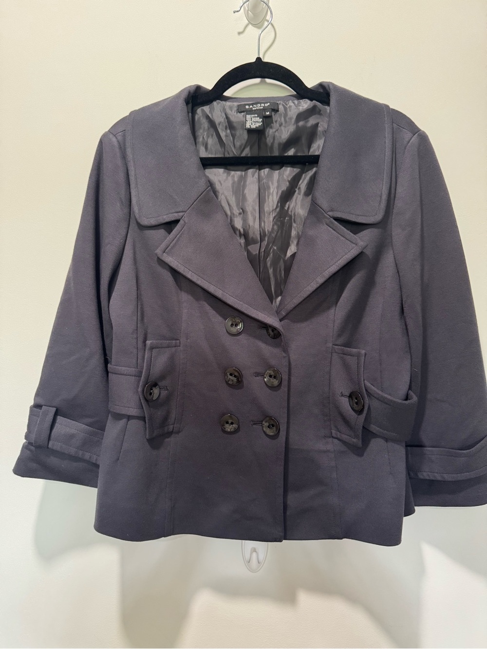 Sandro Women's Double-Breasted Peacoat in Charcoal | Very Good Condition